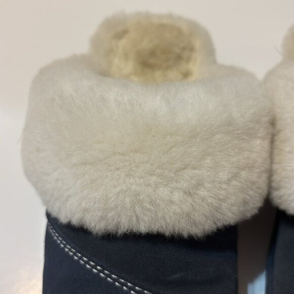 Nuknuuk “Joy” navy blue suede slip-on slippers  size 9 - Picture 9 of 9